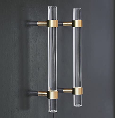 6PC Möbelgriffe Transparent Griffe Schubladengriffe aus Acryl Messing Zinklegierung Schrankgriffe Brass Modern Gold Küchengriffe für Schrank (160mm,Transparent) von mönomöro
