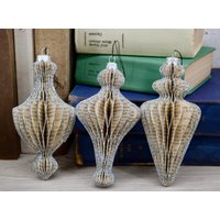 3D-Weihnachtswaben-Weihnachtspapier-Ornamente, Handgemachte Christbaumkugeln 3Er-Set von moffka
