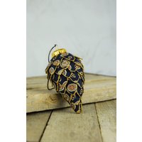 Handgemachte Christbaumkugeln, Tannenzapfen, Christbaumschmuck, Aufhänger, Blaues Ornament von moffka