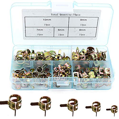 Kraftstoffleitung Schellen, 75 Stück Kraftstoffleitung Schlauchschellen 6-10mm Federschlauchschellen Federschlauch Clips Kraftstoffleitung Wasserleitung Luftschlauch Vakuum Schlauchschelle von mohito
