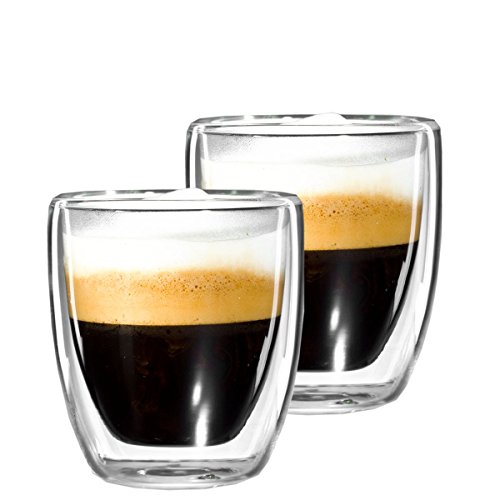 mohnblume - 2er Set ESPRESSO-Tasse 80ml, doppelwandig (Thermoglas) mit Schwebeeffekt - in Geschenkkarton (neues Design) von mohnblume