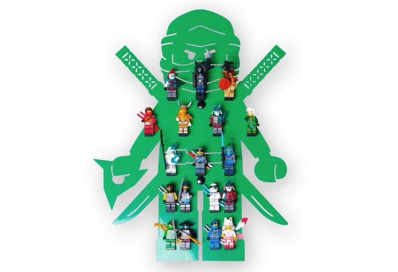 moin minis Wandregal moin minis Ninja Grün Kinderzimmer Regal für 18 Minifiguren von Moin Minis