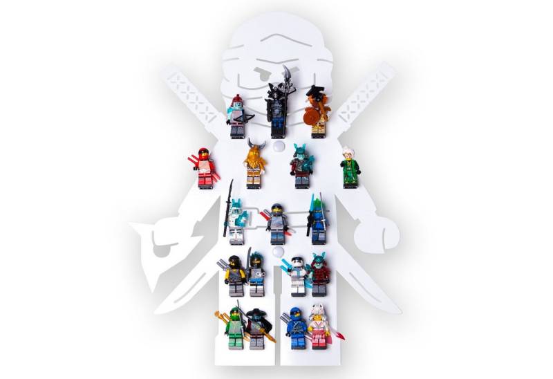 moin minis Wandregal moin minis Ninja Weiß Kinderzimmer Regal für 18 Minifiguren von moin minis