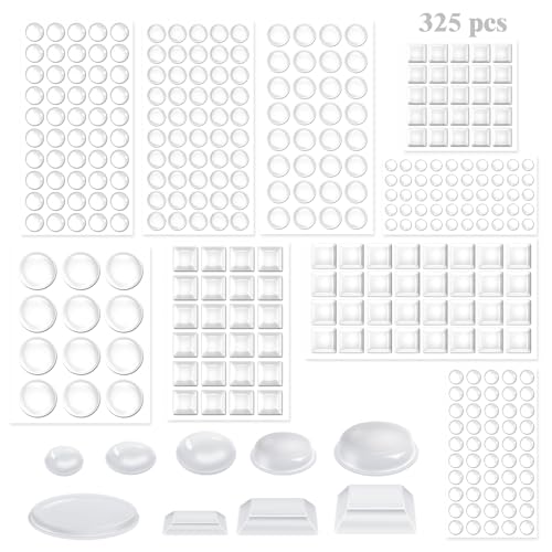 Gummipuffer Transparent,moinkerin 325 Stück Schutzpuffer Gummipuffer Selbstklebend Anschlagpuffer Anti-Rutsch-Puffer für Türen, Schränke, Tastatur, Sonstiger Haushaltsgebrauch (6.4-20.6mm) von moinkerin