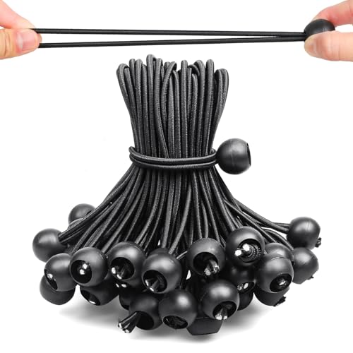 Moinkerin 30 Stück 15cm Schwarze Spanngummis mit Kugel - wasserdicht und UV-beständig Expander & Planenspanner Set, geeignet zum Fixieren von Planen, Campingzelten und zur alltäglichen Aufbewahrung von moinkerin