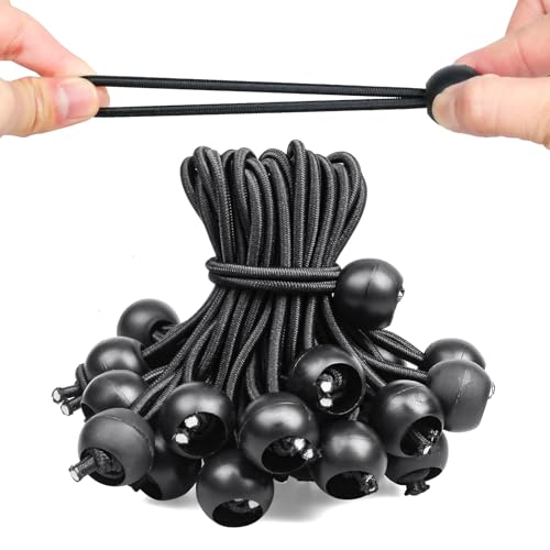 Moinkerin 50 Stück 10cm Schwarze Spanngummis mit Kugel - wasserdicht und UV-beständig Expander & Planenspanner Set, geeignet zum Fixieren von Planen, Campingzelten und zur alltäglichen Aufbewahrung von moinkerin