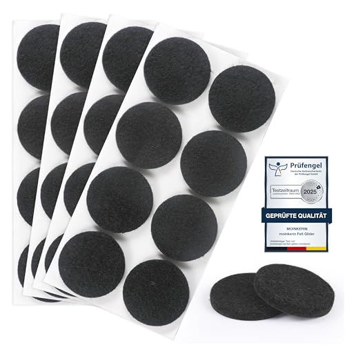 moinkerin 32 Stücke Filzgleiter Selbstklebend 35mm filzgleiter für stühle 5mm Dicke Möbel Filzgleiter für Möbelfüße Stuhlbeine, Hartholzböden(Schwarz,35mm) von moinkerin