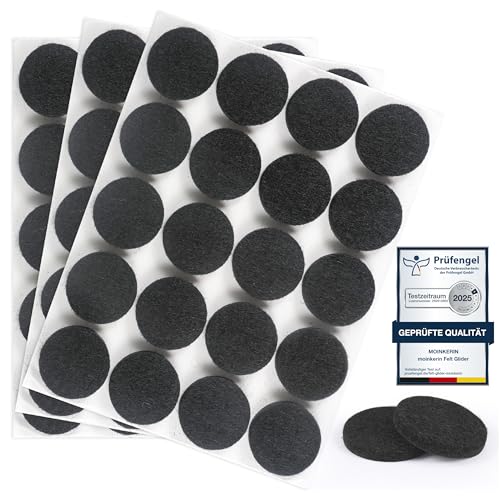 moinkerin 60 Stücke Filzgleiter Selbstklebend 25mm filzgleiter für stühle 5mm Dicke Möbel Filzgleiter für Möbelfüße Stuhlbeine, Hartholzböden(Schwarz,25mm) von moinkerin