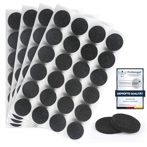 moinkerin 96 Stücke Filzgleiter Selbstklebend 20mm filzgleiter für stühle 5mm Dicke Möbel Filzgleiter für Möbelfüße Stuhlbeine, Hartholzböden(Schwarz,20mm) von moinkerin