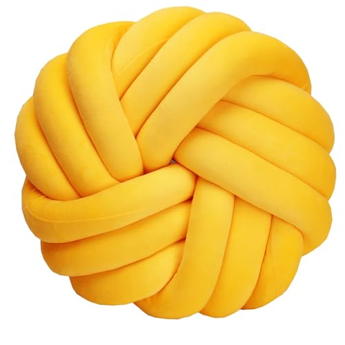 Knotenball Kissen, Rundes Weiches Wurfkissen, Dekoration Plüschkissen, Handgefertigtes Knotenkissen, Knot Cushion für Wohndekoration(Color 1,Diameter 35cm) von moismk