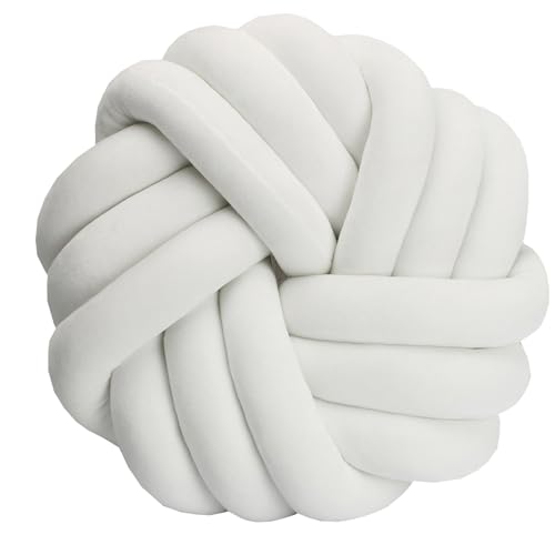 Knotenball Kissen, Rundes Weiches Wurfkissen, Dekoration Plüschkissen, Handgefertigtes Knotenkissen, Knot Cushion für Wohndekoration(Color 20,Diameter 30cm) von moismk