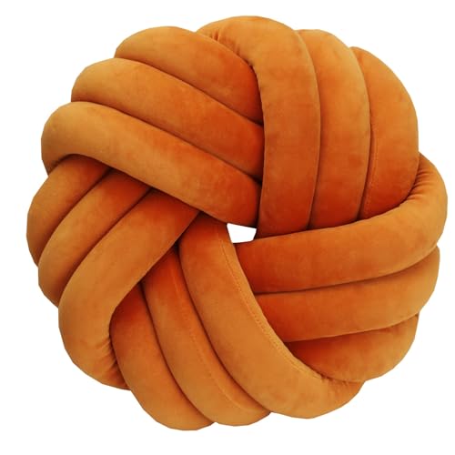 Knotenball Kissen, Rundes Weiches Wurfkissen, Dekoration Plüschkissen, Handgefertigtes Knotenkissen, Knot Cushion für Wohndekoration(Color 25,Diameter 35cm) von moismk