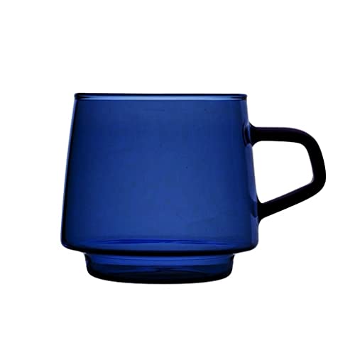 moisture Latte Kaffeebecher Blaue Kaffeetasse Glas Becher Hitzebeständige transparente Trinkbecher Geeignet for Szenen Home Kitchen Urlaub Geschenke (10 Unzen-300ml) Kaffeebecher-Set (Color : A) von moisture