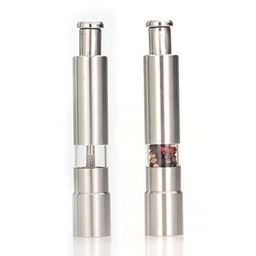 moisture Salz- Und Pfeffermühlen-Set Pfefferschleifer Edelstahl nachfüllbar Pfefferschleifer Manuell Handbaummühle Mühle geeignet Pfeffermühle für Die Küche (Color : 2 Piece) von moisture