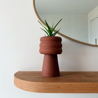 13 cm Keramik-Blumentopf Mit Untersetzer | Dunkelroter Burgunderroter Terrakotta-Blumentopf Für Innen Einzigartige Handgemachte Keramik von mojavelu