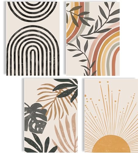 Boho Bilder Set Poster Deko Set Bilder Wanddeko Abstrakte Poster Aesthetic Bilderset Yoga Wandbilder Wohnzimmer Blumen (Boho Love, Posterset 4x A4 (21x30cm) | ohne Rahmen) von mojoliving