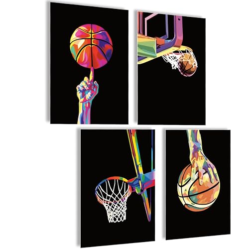 mojoliving Basketball Poster Basketball Geschenke Basketball Deko Basketball Deko Geburtstag Basketball Deko Zimmer Poster Sport Basketball Bilder für die Wand Basketball Bild (Basketball Popart) von mojoliving