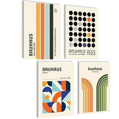 mojoliving Bauhaus Poster Set Bauhaus Bilder Schlafzimmer Deko Aesthetic Bilder Wohnzimmer Poster Vintage Wandbilder Schlafzimmer von mojoliving