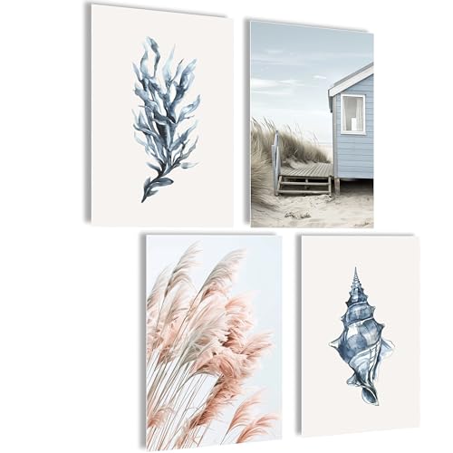 Deko Maritim Bilder Set Poster Natur Strand Muschel Ostsee Deko Nordsee Meer Dune Poster beige Meer Maritime Landschaft von mojoliving