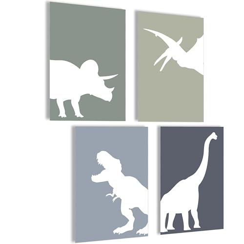 mojoliving Dino Poster Kinderzimmer jungen | Dino Deko Kinderzimmer | Dinosaurier Bilder Kinderzimmer mädchen | Babyzimmer Deko Kinderzimmer | Bilder für Kinderzimmer | Bild Kinderzimmer von mojoliving