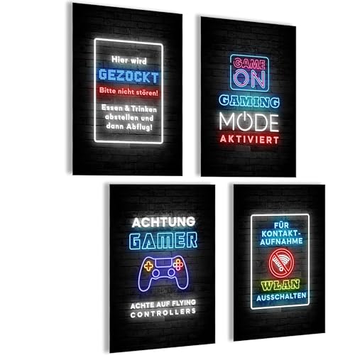 mojoliving Gaming Poster | Gaming Deko Bilder | Poster Wand für Gamer Jugendzimmer | Gaming Schild | Coole Geschenke für Gamer | Gaming Bilder Set für Gaming Desk von mojoliving