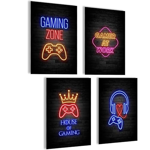 mojoliving Gaming Poster | Gaming Deko Bilder | Poster Wand für Gamer Jugendzimmer | Gaming Schild | Coole Geschenke für Gamer | Gaming Bilder Set für Gaming Desk von mojoliving