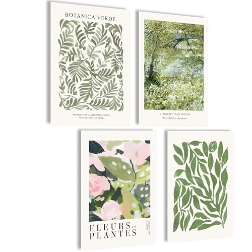mojoliving Vintage Poster Set Wandbilder Wohnzimmer Bilder Aesthetic Botanique 4x A4 (21x30cm) ohne Rahmen von mojoliving