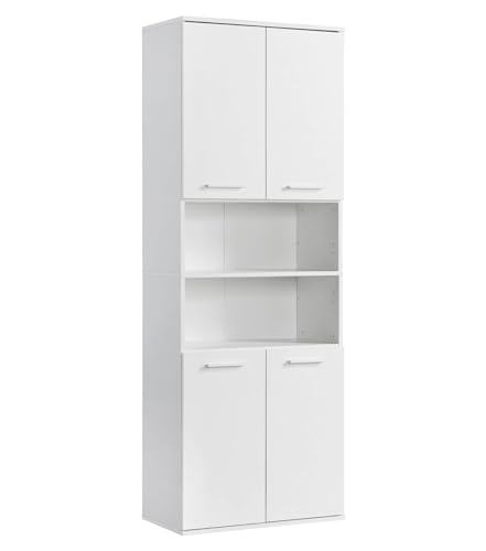 mokebo® Bad Hochschrank in Weiß 'Der Kapitän', Badezimmerschrank breit oder Badschrank, auch als Badezimmerhochschrank & Badregal Badezimmer aus Holz in 180x33x34 (HxBxT in cm) von mokebo