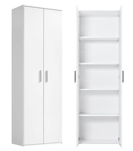 mokebo® Mehrzweckschrank 60cm Breite 'Der Lange', Aktenschrank, Büroschrank, Allzweckschrank o. Schuhschrank schmal & hoch, Küchenschrank in Weiß aus Holz, Schrank, Vorratsschrank & Haushaltsschrank von mokebo