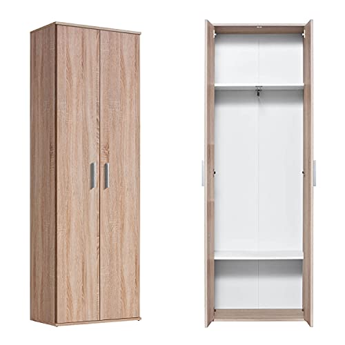 mokebo® Garderobenschrank 60cm Breite aus Holz 'Der Lange', Flurschrank oder Schuhschrank mit Kleiderstange in 60x180x34 cm (B/H/T), auch als schmaler Aufbewahrungsschrank in Sonoma Eiche, Braun von mokebo