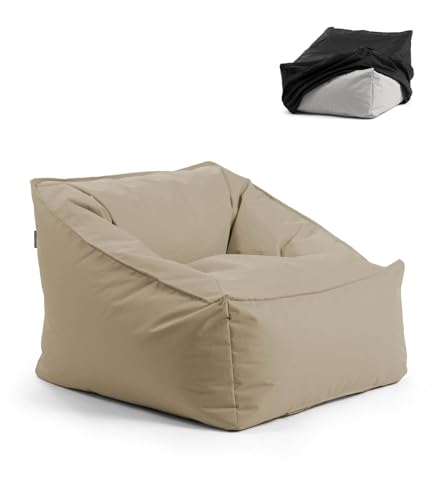 mokebo® Gartensessel 'Der Sunnyboy' mit Schutzhülle, Bean Bag mit Füllung oder Outdoor Sitzsack, als Liegekissen, Relaxliege, Bodenkissen oder Liege in Khaki von mokebo