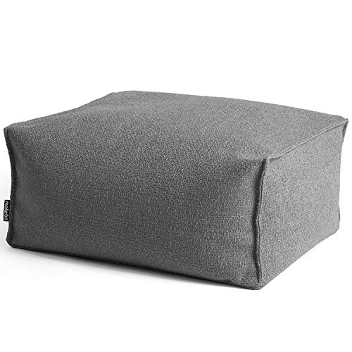 mokebo® Pouf, Hocker o. Sitzhocker 60x45cm 'Der Ruhepouf' Bodenkissen eckig, Fußhocker & Sitzwürfel, nachhaltiger Sitzpouf, Puff, Beistelltisch Wohnzimmer, EPS-Perlen Füllung, Recyclingstoff Grau von mokebo