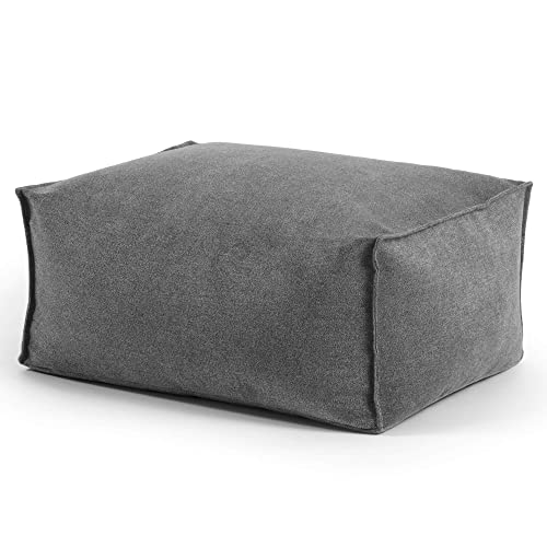 mokebo® Pouf, Hocker o. Sitzhocker 60x45cm 'Der Ruhepouf' Bodenkissen eckig, Fußhocker & Sitzwürfel, nachhaltiger Sitzpouf, Puff, Beistelltisch Wohnzimmer, EPS-Perlen Füllung, Webstoff Anthrazit von mokebo