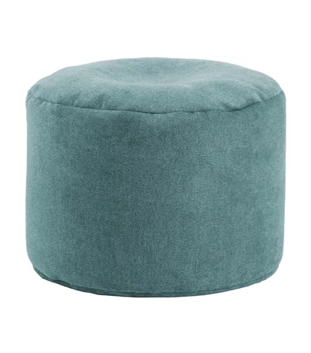 mokebo® Pouf XL, Hocker, Bodenkissen 60x40cm 'Der Ruhepouf' Sitzhocker rund & Fußhocker fürs Wohnzimmer, Sitzpouf aus Stoff in Petrol, Blau, Beistelltisch, Puff drinnen mit EPS-Perlen Füllung von mokebo