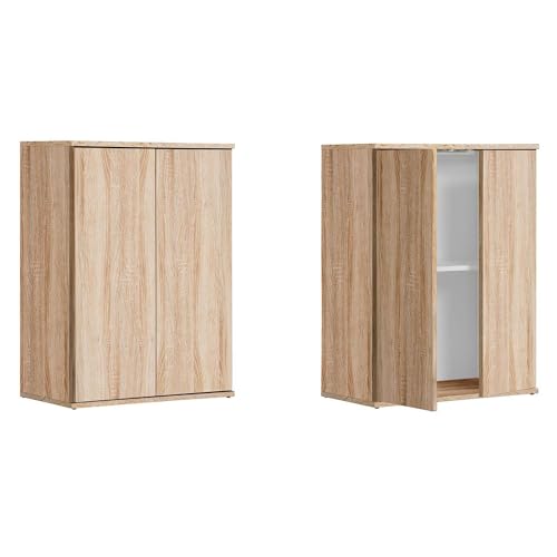 mokebo® Mehrzweckschrank 60 cm Breite 'Der Kurze', Kleiner Schuhschrank oder Aktenschrank in 60x81x34 cm (B/H/T), auch als Büroschrank, Allzweckschrank & Haushaltsschrank in Braun/Sonoma Eiche von mokebo