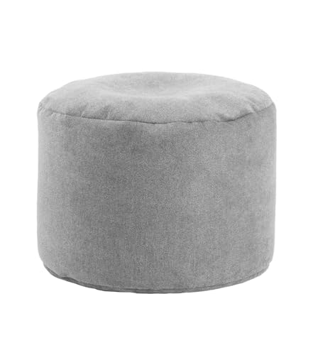 mokebo® Pouf, Hocker o. Bodenkissen 50x30cm 'Der Ruhepouf' Sitzhocker rund & Fußhocker fürs Wohnzimmer, Sitzpouf aus Stoff in Grau, Beistelltisch, Pouf, Puff für drinnen m. EPS-Perlen Füllung von mokebo