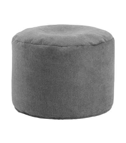 mokebo® Pouf, Hocker o. Bodenkissen 50x30cm 'Der Ruhepouf' Sitzhocker rund & Fußhocker fürs Wohnzimmer, Sitzpouf aus Stoff in Anthrazit, Beistelltisch, Pouf, Puff für drinnen m. EPS-Perlen Füllung von mokebo