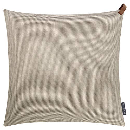 mokebo® Outdoor Kissenbezug 'Das Sonnenplätzchen' mit Lederschlaufe für Terasse und Balkon, quadratische Kissenhülle in Taupe in 50x50cm, Bezug für Kissen oder Dekokissen von mokebo