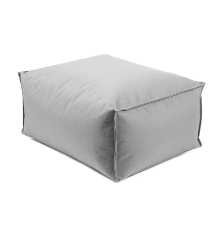 mokebo® Outdoor Pouf o. Hocker 60x45cm für Balkon & Garten 'Der Ruhepouf' Sitzhocker eckig, Bodenkissen, Sitzwürfel, Sitzpouf, Fußhocker & Beistelltisch mit EPS-Perlen Füllung, Grau von mokebo