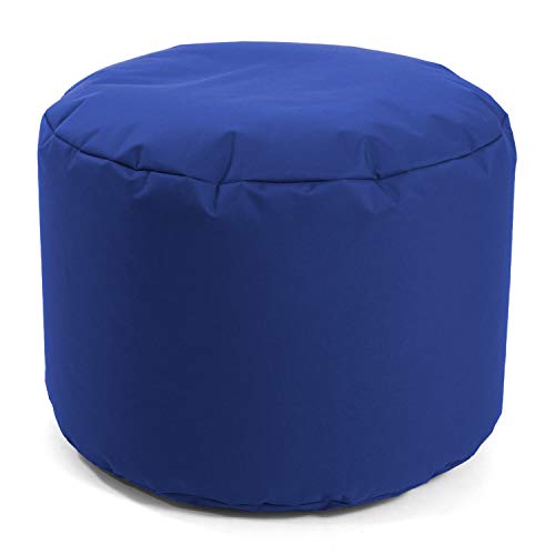 mokebo® Outdoor Pouf o. Hocker 60x40cm in Blau für Balkon & Garten 'Der Ruhepouf', Sitzhocker rund, Bodenkissen, Fußhocker, Sitzpouf, Puff & Beistelltisch mit EPS-Perlen Füllung, auch Indoor geeignet von mokebo