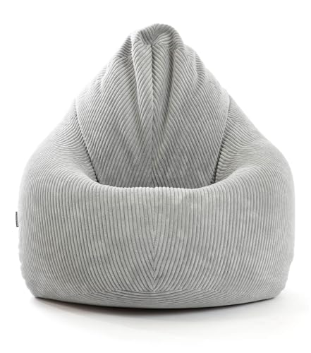 mokebo® Sitzsack Cord XXL für Kinder & Erwachsene in Grau 'Der Tagträumer', Indoor Bean Bag mit EPS-Perlen Füllung, Bodenkissen kuschelig & weich, Sitzkissen, Liegekissen, Relaxliege für drinnen von mokebo