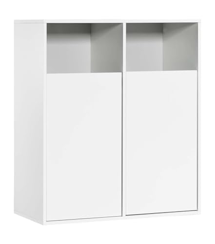 mokebo® Wäscheschrank in Weiß 'Der Wäschehüter', Wäschesortierer mit 2 Fächern, auch als Wäschekorb, Wäschesammler oder Wäschetruhe aus Holz, auch als 95x80x40 fürs Bad oder Schlafzimmer (HxBxT in cm) von mokebo