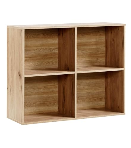 mokebo Aktenregal oder Raumteiler Regal in Eiche 'Der Verstauer', Holzregal, Bücherregal oder Würfelregal fürs Büro, auch als Kinderregal oder Ordnerregal im Kinderzimmer in 88x75x35 (B/H/T in cm) von mokebo