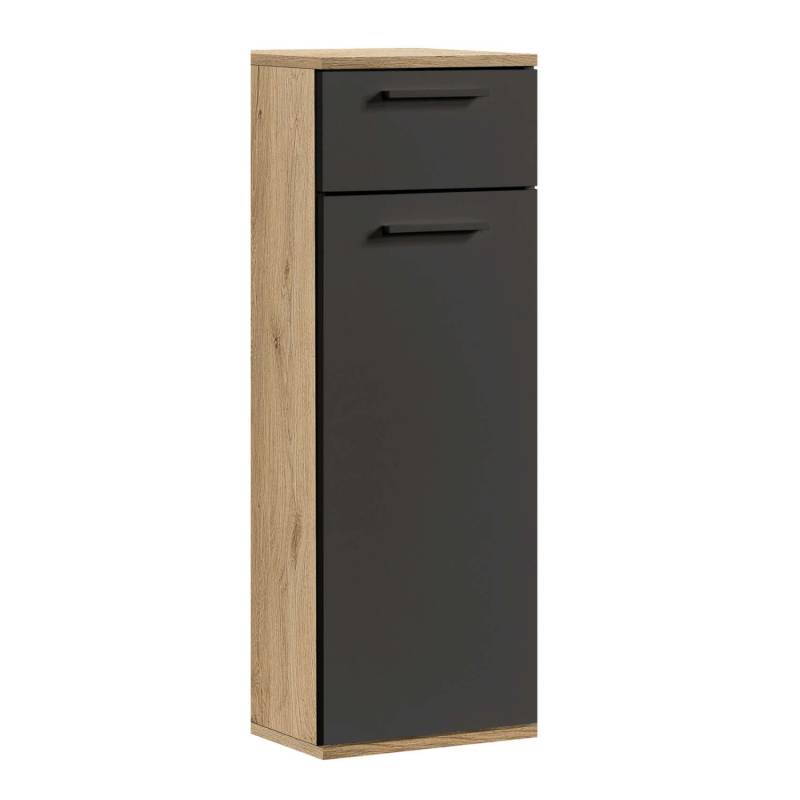 mokebo Bad-Beistellschrank Der Matrose Badschrank in 91x33x34cm HxBxT in Eiche-Schwarz von mokebo