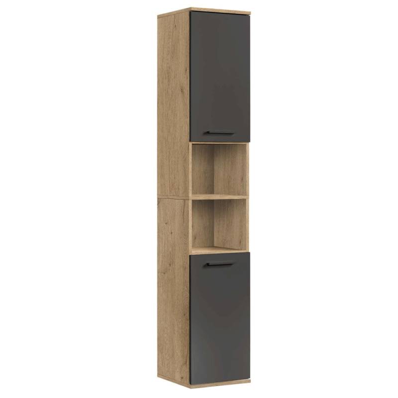 mokebo Bad Hochschrank Der Kapitän Badezimmerschrank in 180x33x34 HxBxT in cm in Eiche Schwarz von mokebo