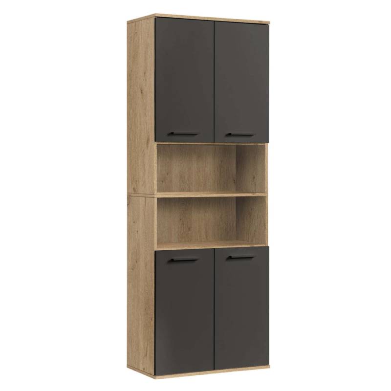 mokebo Bad Hochschrank Der Kapitän Badezimmerschrank in 180x65x34 HxBxT in cm in Eiche Schwarz von mokebo