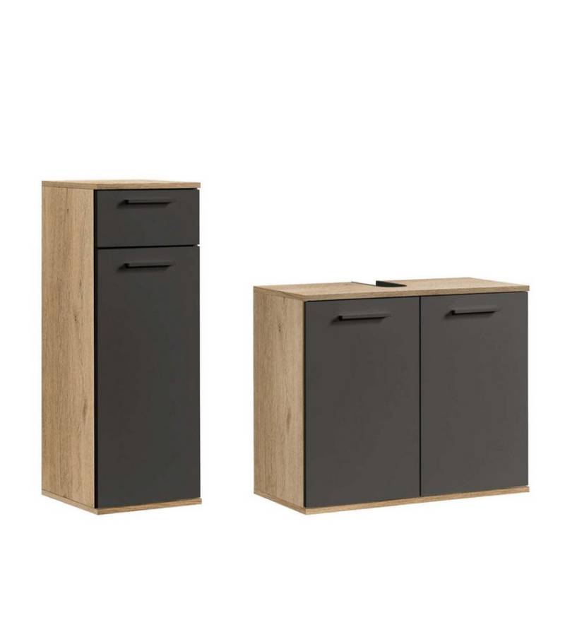 mokebo Badmöbel-Set Der Steuermann, (2-teilig), Unterschrank & Spiegelschrank fürs Bad in Schwarz von mokebo