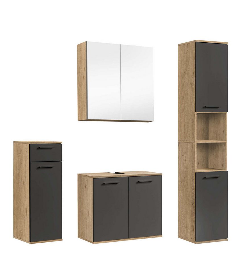 mokebo Badmöbel-Set Der Steuermann, (4-teilig), Unterschrank, Beistellschrank & Hochschrank in Weiß von mokebo