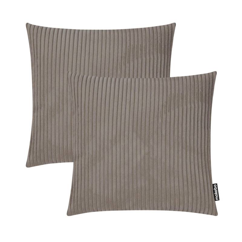 mokebo Dekokissen Set Die Kuschelbuddies 2er-Set Cordkissen mit Füllung in Taupe von mokebo