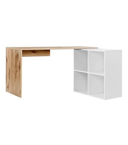 mokebo Eckschreibtisch groß in Eiche/Weiß mit Stauraum 'Der Produktive', auch als Schreibtisch, Computertisch o. Arbeitstisch im Büro, Kinderschreibtisch oder Gaming Tisch in 145x77x65 (B/H/T in cm) mokebo Eckschreibtisch groß in Eiche/Weiß mit Stauraum 'Der Produktive', auch als Schreibtisch, Computertisch o. Arbeitstisch im Büro, Kinderschreibtisch oder Gaming Tisch in 145x77x65 (B/H/T in cm) von mokebo